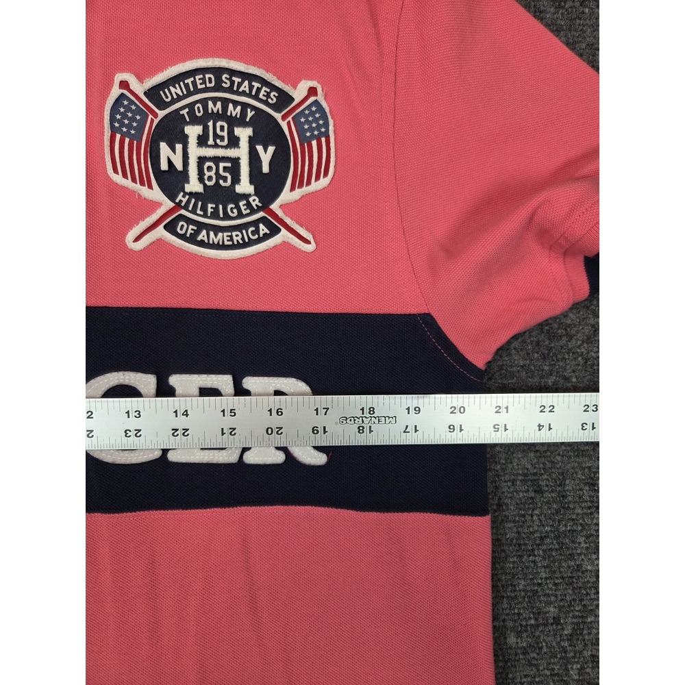 Tommy Hilfiger Polo Shirt Mens Medium Pink Embroidered USA - Picture 4 of 7
